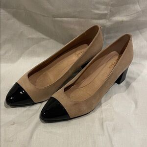 Cole Haan Beige and Black Heels. Jude suede. Size 6.5.